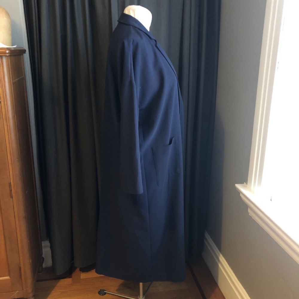 ASOS Dark Navy Long Trench Coat - Picture 4 of 10
